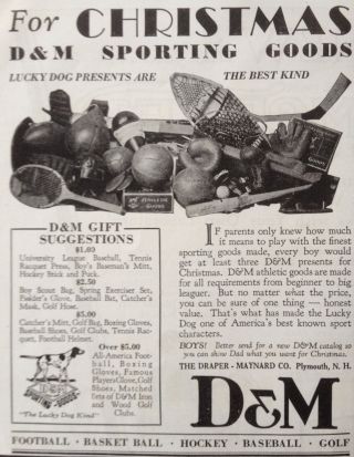 Vintage 1929 Ad (e24) D & M Sporting Goods For Christmas.  Plymouth,  Nh.
