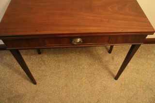 Antique Flame Mahogany George Iii Fold Over Tea Table With Draw