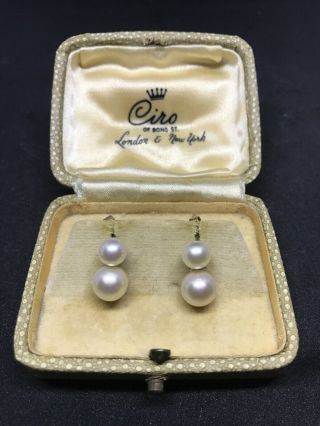 Vintage Ciro 9ct Gold Pearl Earrings