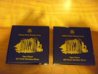 (2) Black And Gold Indiana Farm Bureau Co - Op Open House Vintage Drink Coasters