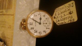 Vintage Illinois Watch Company Lincoln 10k Filled 2537193 1913
