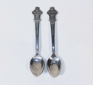 2 Vtg Rolex Silver Souvenir Spoons W/ Lion Tree Bucherer Of Switzerland