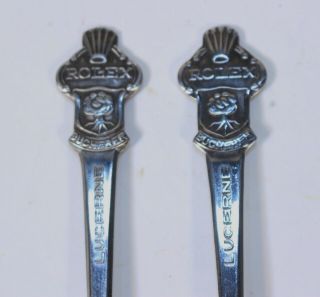 2 VTG Rolex Silver Souvenir Spoons w/ Lion Tree Bucherer of Switzerland 2