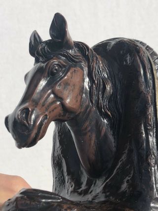 Pair Horse Head Bust Bookends Vintage Brown Gold 6 1/2” 5 Pounds