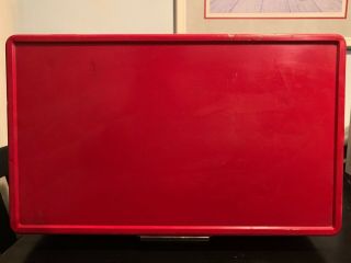 Vintage COLEMAN Red Metal Cooler Ice Box Metal Handles Bottle Opener 22” 11/76 3