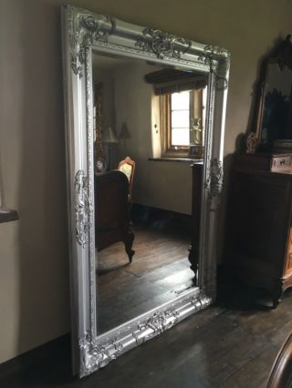 Silver Ornate Large Huge French Big Floor Dress Statement Wall Leaner Mirror 6FT 3