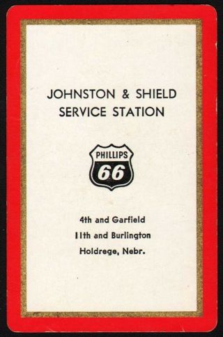 Vintage Playing Card Phillips 66 Joker Johnston And Shield Holdrege Nebraska