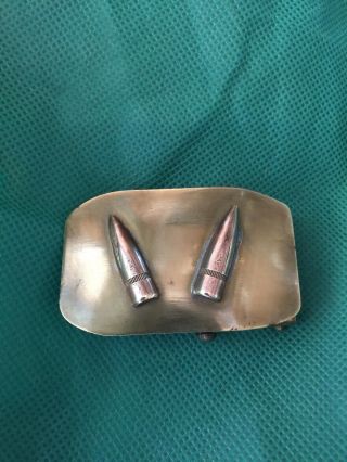 Ww Ii Brass Belt Buckle Made In The Usa Bullet Design Trench Art 24k Gold Plated