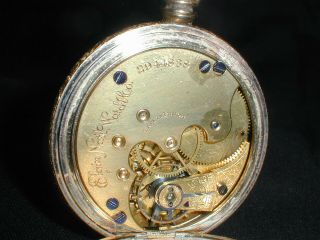 Elgin Full Hunter Pocket Watch Gold Case with Ruby,  Antique 1888 3