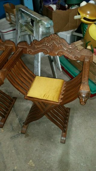 Savonarola Chair Wood,  Lion Head Folding X Scissor Chair Italian 2