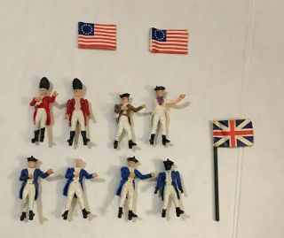 Vintage Men Of ‘76 Revolutionary Parts 8 Soldiers,  Colonial And Union Jack Flag
