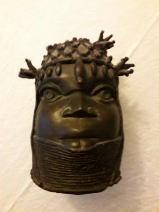 African Bronze Head Sculpture