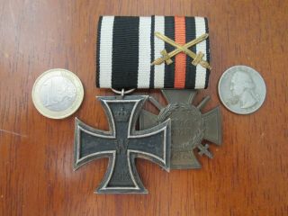 Wwi German Iron Cross And Hindenburg Honor Cross Medal Bar.