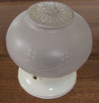 Vintage Round Globe Frosted Glass Grape Vine Motif Ceiling Light Fixture Euc
