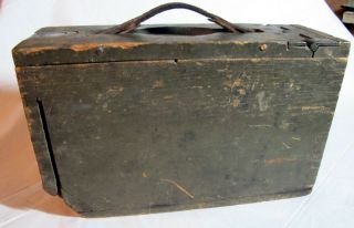 Wwi Wood Dovetail Ammo Ammunition Box 30 Caliber Leather Handle