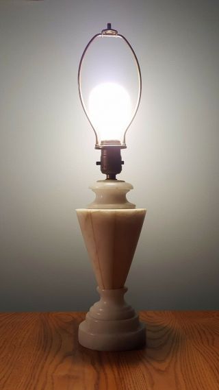 Vintage Alabaster Or Marble Table Lamp