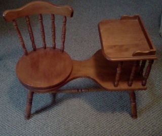 Tell City Swivel Telephone Table Bench Hardrock Maple Wood Andover Antique Vinta