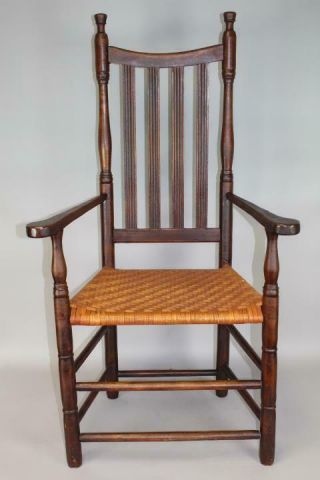 A Rare 18th C Long Island Ny Bannister Back Armchair With Porringer Arms