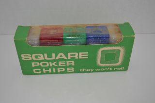 Vintage Square Glittered 4 Colors Poker Chips " They Won 