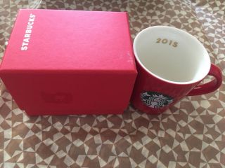 Starbucks Coffee Red Christmas Demi Tasse Cup 2015 Holiday mug 3oz Ornament NIB 2
