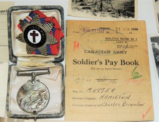 WW1 WW2 World War 2 Canadian Silver medal group photos paybook Knights Templar 2