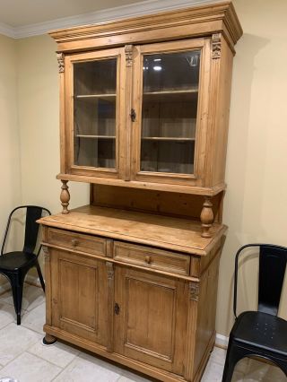 Antique Cupboard Hutch,  Kitchen Cabinet,  China Cabinet