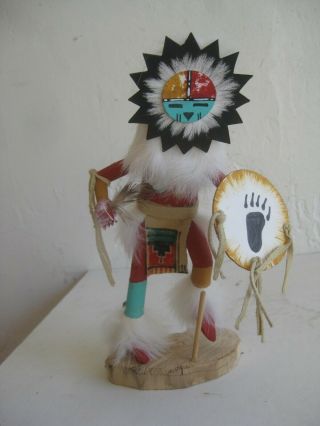 Vtg Hopi Native American Indian Sunface Dancer Kachina Doll Artist Signed Long