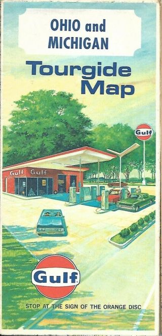 1967 Gulf Oil Company Gas Station Road Map Ohio Michigan Rand Mcnally