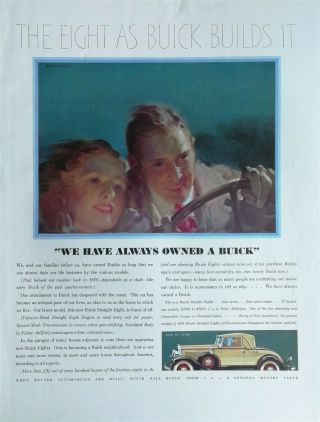 Vintage 1931 Buick Straight Eight Body By Fisher Full Page Color Ad