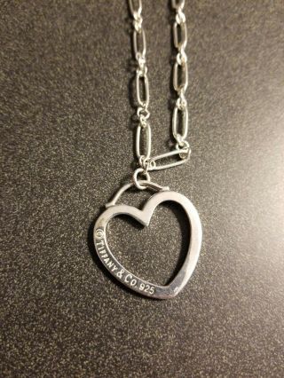 Vintage Tiffany And Co.  925 Sterling Silver Heart Charm With 17.  5 " Chain