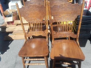 Set Of 4 4 Matching Oak Pressed Back Chairs,  Local Pick - Up Only