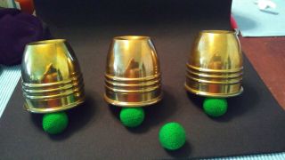 Vintage Brass Cups & Balls Jp (johnson Products?) 3 " High.  Set Of Cups.