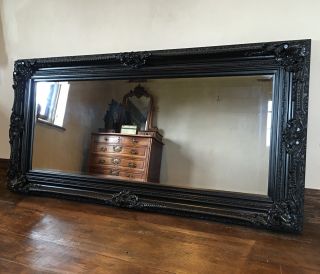Black Ornate Large French Statement Overmantle Swept Dress Floor Wall Mirror 6ft