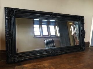 Black Ornate Large French Statement Overmantle Swept Dress Floor Wall Mirror 6ft 2