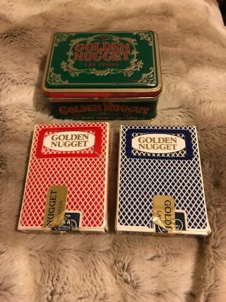 Golden Nugget Casino Souvenir Tin - 2 Decks Of Bee Playing Cards Las Vegas