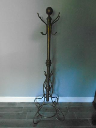 Antique Industrial Brass Coat Rack And Hat Tree