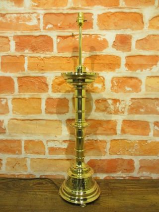 Large Solid Brass Church Candle Stick Table Lamp Polished And Rewired