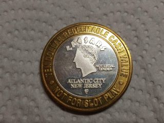 Caesars Atlantic City Nj $10 Ten Dollar Limited Edition Gaming Token.  999 Silver