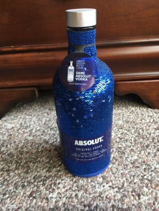 Absolute Vodka Limited Edition Bottle Cover - Blue And Silver Sequin Cover 2018
