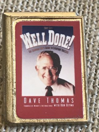 Vintage Wendy’s Dave Thomas Well Done Book Fast Food Lapel Pin