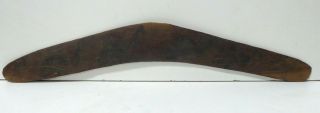 Old Australian Aboriginal Boomerang Wooden Carved Burnt Emus Timber Boomerang