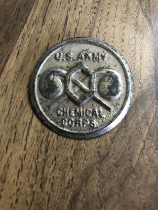 Vintage 1950’s Cracker Jack Us Army Chemical Corps Tin Toy Badge