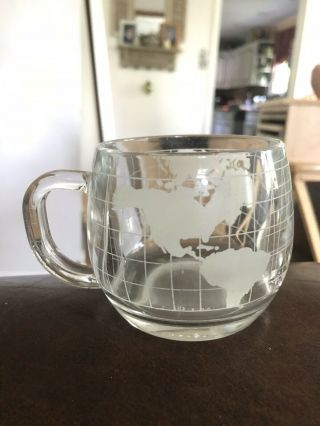 1970s Nestle/nescafe World Globe 8 Oz Glass Handled Mug 19 - 1348