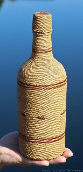 Very Fine Old Northwest Coast Lrg Makah Nuu - Chah - Nulth Bottle Basket C1900