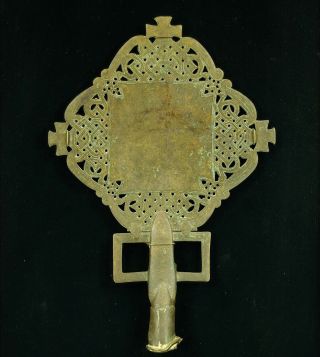 Antique African Tribal Art Ethiopian Axum Coptic Cross Processional Brass Bronze 3