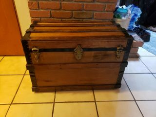 Antique Steamer Trunk From Late 1800s Flattop