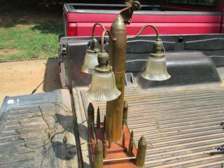 Vintage World War L Trench Art - 3 Armed Lamp