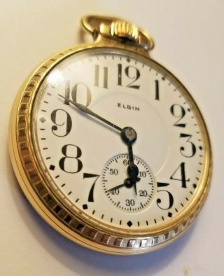 Antique 1921 Elgin " Father Time " Railroad Grade Pocket Watch / 21 Jewels / 16s