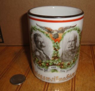Antique 1916 Ww1 German Porcelain War Christmas Cup Kaiser Wilhelm & Franz Josef