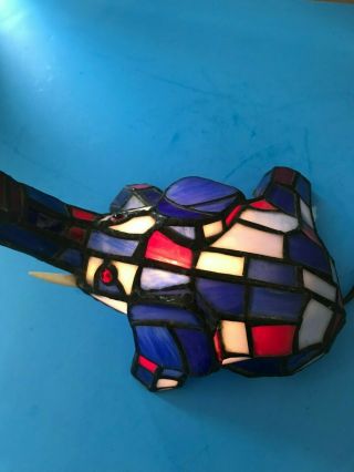 Tiffany Style Stained Glass Multi Color Elephant Lamp